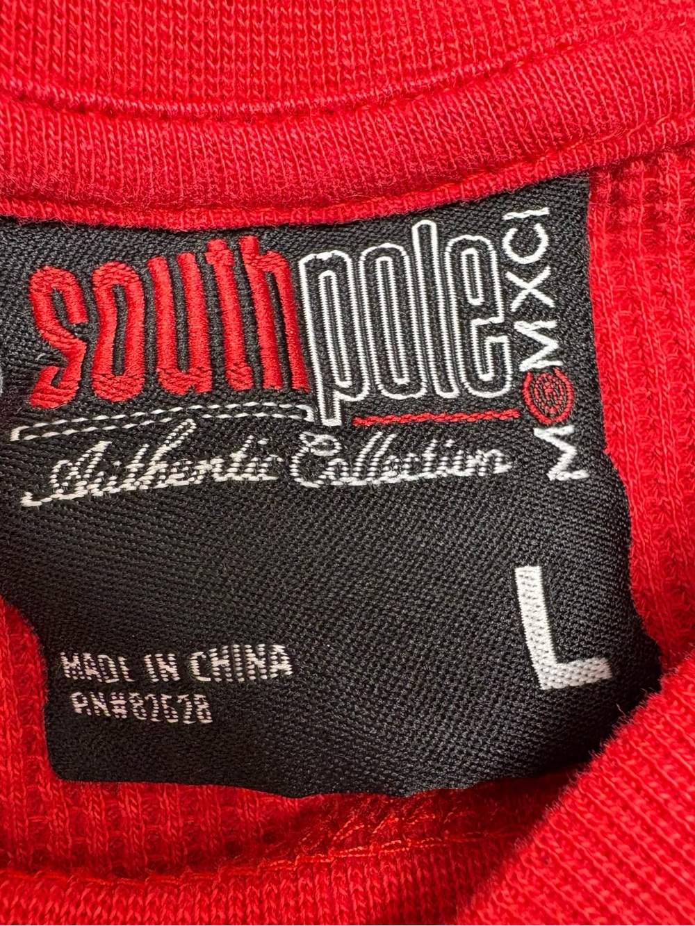 Y2k South Pole Red Thermal Crewneck With Logo Tag - Gem